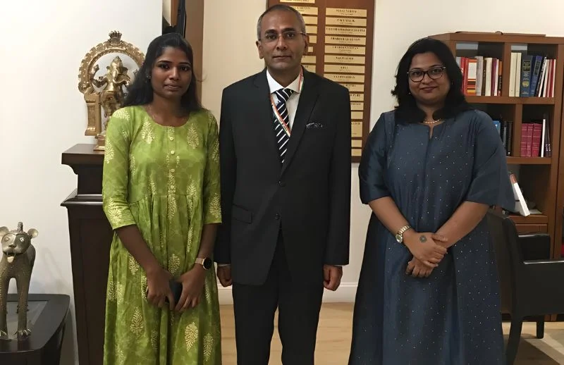 Sathana with the India Mission Deputy
